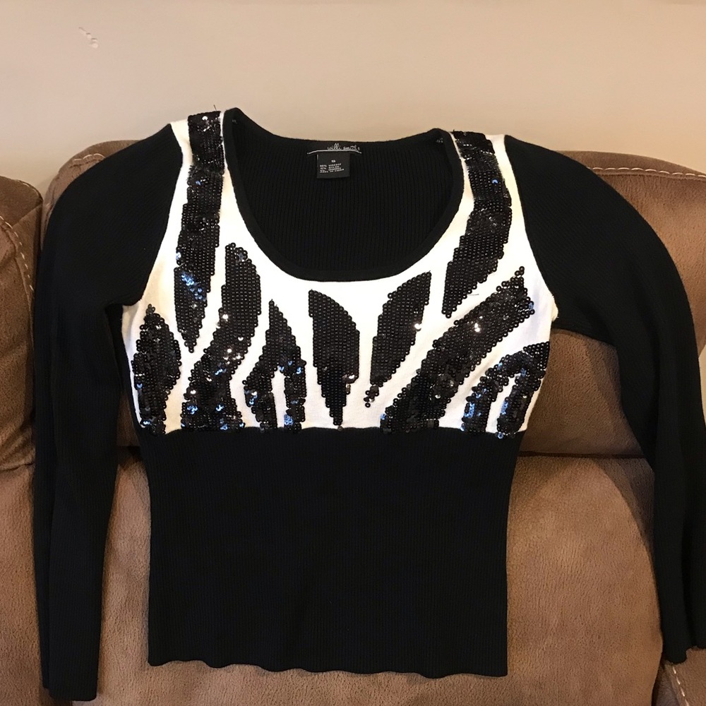 Black and White sequin sweater